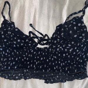 Navy and light blue rose Patterned Bralette